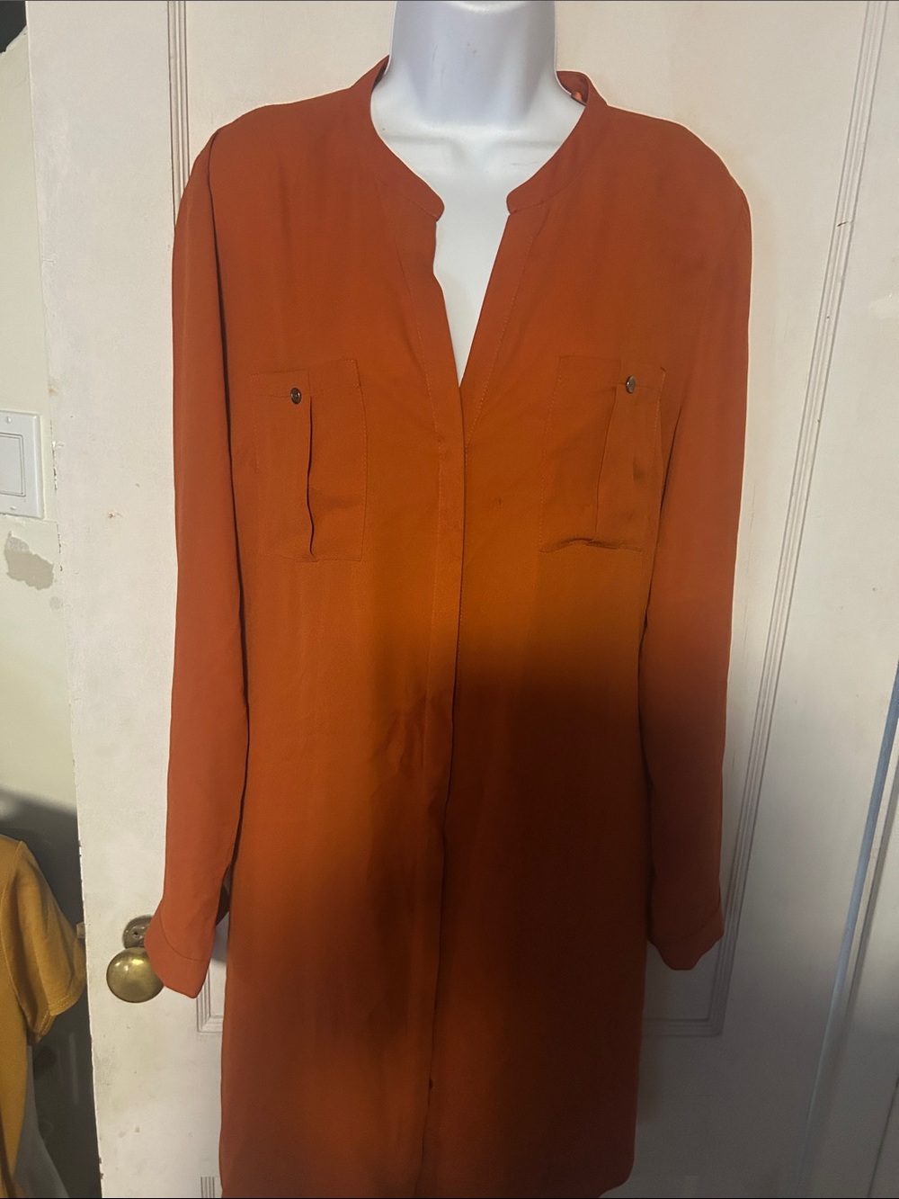 Atmosphere Burnt Orange Long Sleeve Shirt Dress